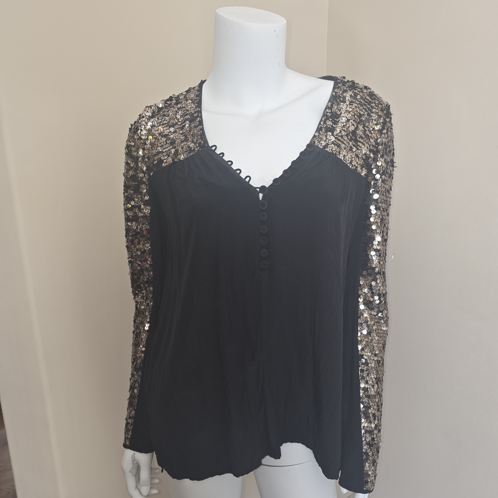 BCBG Black Sequin Blouse